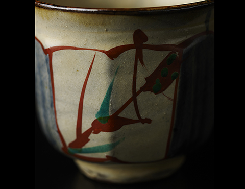 琉球窯面取赤繪茶碗