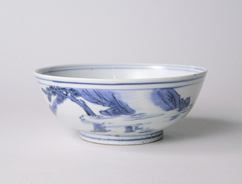 「No.38　古染付人物山水鉢　/ Bowl, Underglazed blue」の写真　その2