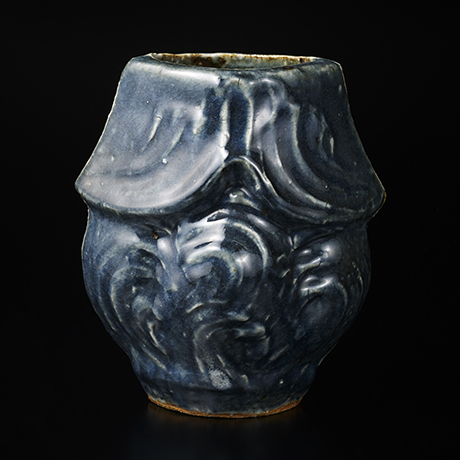 No 12 河井寛次郎 呉須泥刷毛目扁壷 Kawai Kanjiro Vessel Brush Marked Underglazed Blue しぶや黒田陶苑