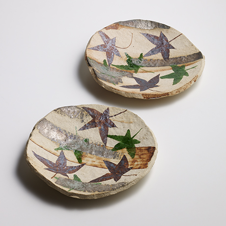 「No.3　魯山人　もみじ絵皿　/　Rosanjin　A set of 5 plates, Maple leaves motif」の写真　その1