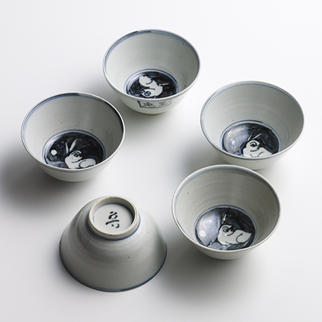 「No.34　魯山人　染付汲出し五客　/ Rosanjin　A set of 5 cups, Underglazed blue」の写真　その1