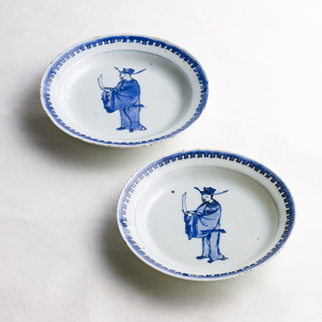 「No.36　古染付文人文皿 五客　/ A set of 5 plates, Underglazed blue」の写真　その1