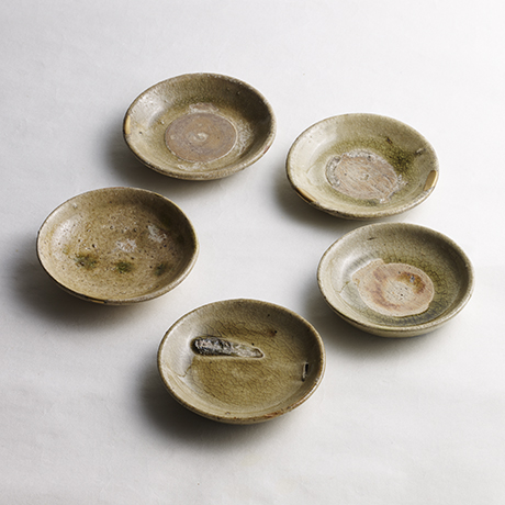 「No.49　黄瀬戸小皿 五　/　 A set of 5 small plates, Kiseto glazed」の写真　その1