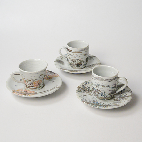 「No.1　色絵銀彩デミタスコーヒーカップ　五　　A set of five demitasse cups, Iro-e with silver」の写真　その1