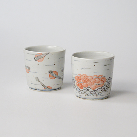 「No.16　色絵酒呑 二「宇萬れた図」　A pair of sake cups, Iro-e, “Born”」の写真　その1