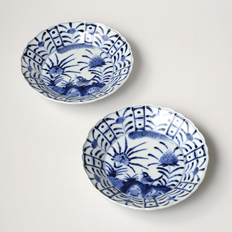 「No.19　芙蓉手花鳥文輪花向付 /   Dish with flower and bird design, Sometsuke」の写真　その1