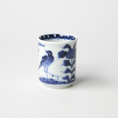 「No.54　花鳥文筒ぐい吞 /   Sake cup with flower and bird design, sometsuke」の写真　その1