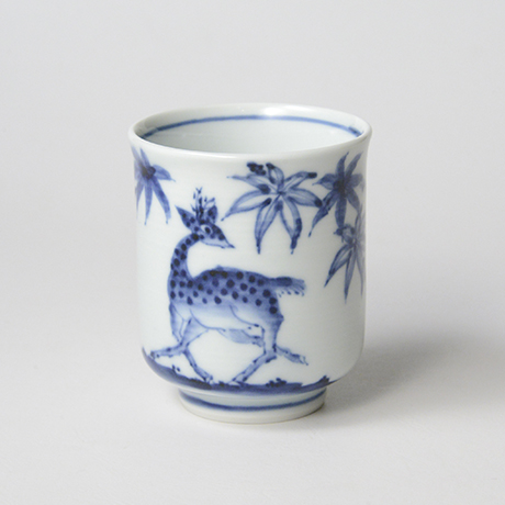 「No.65　紅葉鹿文湯呑 /   Tea cup with maple leaf and deer design, sometsuke」の写真　その1