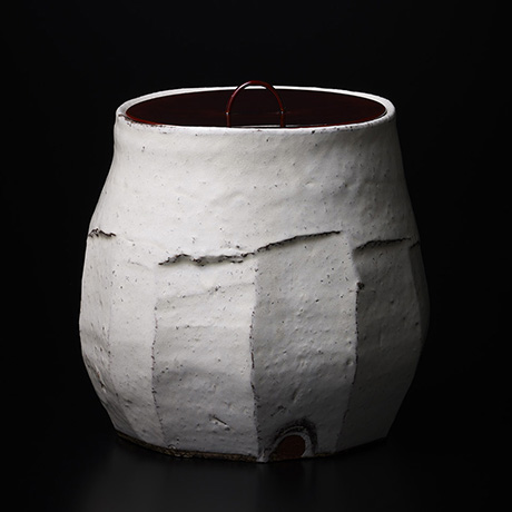 「No.8　八木一夫　粉引面取水指 ／ YAGI Kazuo　Water jar, Kohiki」の写真　その1