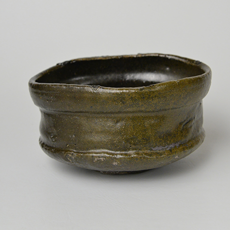 No.23 黒織部沓茶碗 / Tea bowl, Kuro-oribe, Kutsu shaped | しぶや 