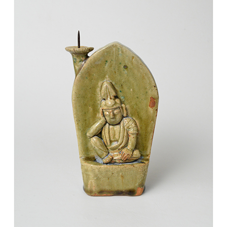 「No.39　織部如意輪観音燭台 / Candle stand, Oribe, Cintamani-cakra (manifestation of Bodhisattva)」の写真　その1