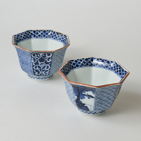 「No.11　祥瑞山水図八角小向付 / Small bowl with landscape design, Sometsuke」の写真　その1