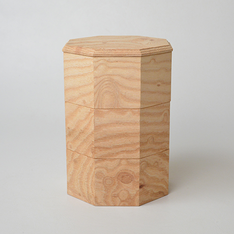 「No.18-2　ミニ八角重　ケヤキ / Octagonal Triple-tiered Box, Zelkova」の写真　その1