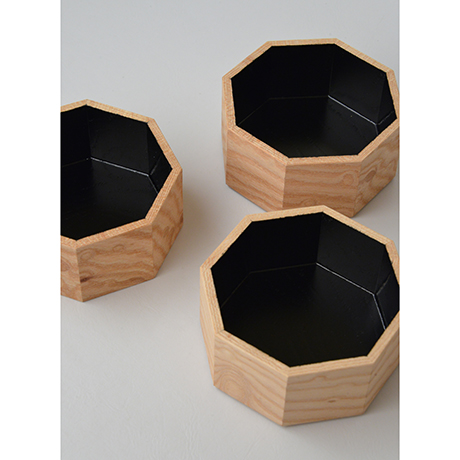 「No.18-2　ミニ八角重　ケヤキ / Octagonal Triple-tiered Box, Zelkova」の写真　その3