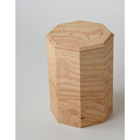 「No.18-2　ミニ八角重　ケヤキ / Octagonal Triple-tiered Box, Zelkova」の写真　その5