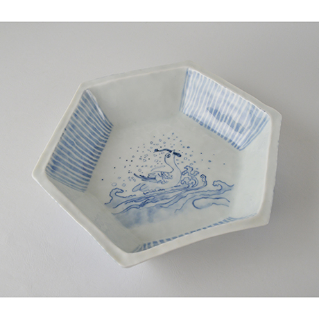 「No.47-2　六角鉢 / Bowl, Hexagoanl shape, Sometsuke」の写真　その1