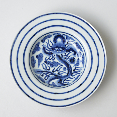 「No.5　横縞龍文リム皿　七寸　 / Dish with dragon design, Sometsuke」の写真　その1