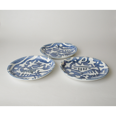 「No.55　丸皿 五 / A set of 5 round plates, Sometsuke」の写真　その1