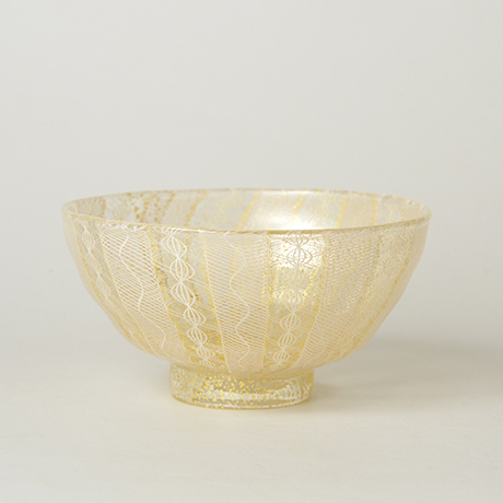 「HP13 小西潮 嶋台 金茶盌 / KONISHI Ushio  Chawan, Glass with Gold decoration」の写真　その1