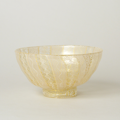 「HP13 小西潮 嶋台 金茶盌 / KONISHI Ushio  Chawan, Glass with Gold decoration」の写真　その3