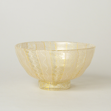 「HP13 小西潮 嶋台 金茶盌 / KONISHI Ushio  Chawan, Glass with Gold decoration」の写真　その4
