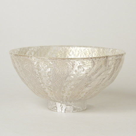 「HP14 小西潮 嶋台 銀茶盌 / KONISHI Ushio  Chawan, Glass with Silver decoration」の写真　その1