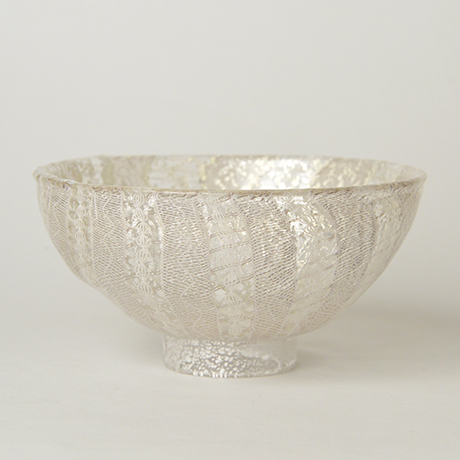 「HP14 小西潮 嶋台 銀茶盌 / KONISHI Ushio  Chawan, Glass with Silver decoration」の写真　その3