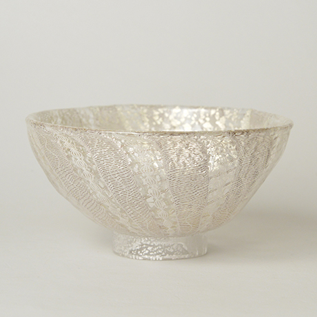 「HP14 小西潮 嶋台 銀茶盌 / KONISHI Ushio  Chawan, Glass with Silver decoration」の写真　その4