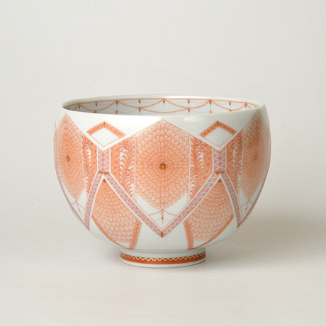 「HP29 見附正康 赤絵細描華紋茶碗 / MITSUKE Masayasu  Chawan, Overglaze red, Flower pattern」の写真　その1