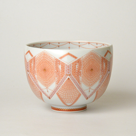 「HP29 見附正康 赤絵細描華紋茶碗 / MITSUKE Masayasu  Chawan, Overglaze red, Flower pattern」の写真　その2