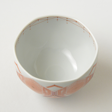 「HP29 見附正康 赤絵細描華紋茶碗 / MITSUKE Masayasu  Chawan, Overglaze red, Flower pattern」の写真　その3