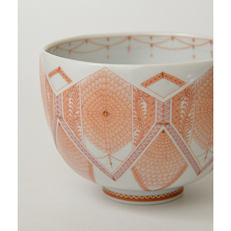 「HP29 見附正康 赤絵細描華紋茶碗 / MITSUKE Masayasu  Chawan, Overglaze red, Flower pattern」の写真　その5