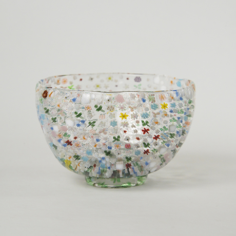 「HP3  江波冨士子 茶碗 花の庭 / ENAMI Fujiko  Chawan, Glass, ‘Flower garden’」の写真　その1