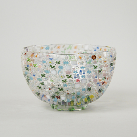 「HP3  江波冨士子 茶碗 花の庭 / ENAMI Fujiko  Chawan, Glass, ‘Flower garden’」の写真　その4