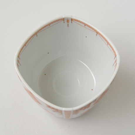 「HP30 見附正康 赤絵細描四角小紋茶碗 / MITSUKE Masayasu  Chawan, Overglaze red, Fine line pattern」の写真　その5