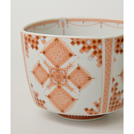 「HP30 見附正康 赤絵細描四角小紋茶碗 / MITSUKE Masayasu  Chawan, Overglaze red, Fine line pattern」の写真　その7