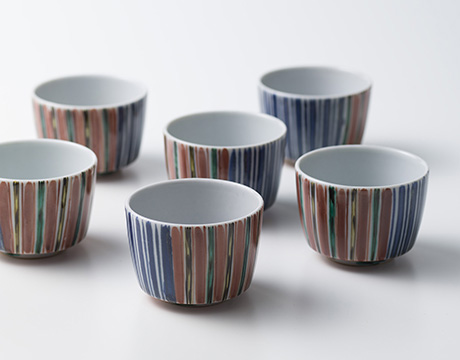 「No.7　煎茶碗 六客 / A set of 6 sencha cups, Overglazed enamels」の写真　その1