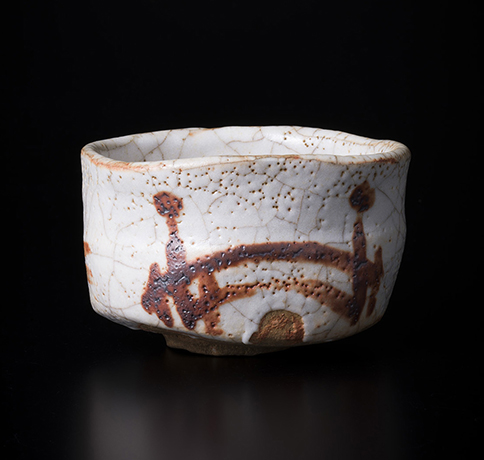 「No.108　志野　（橋の絵）　／　Chawan, Shino, Bridge design」の写真　その1