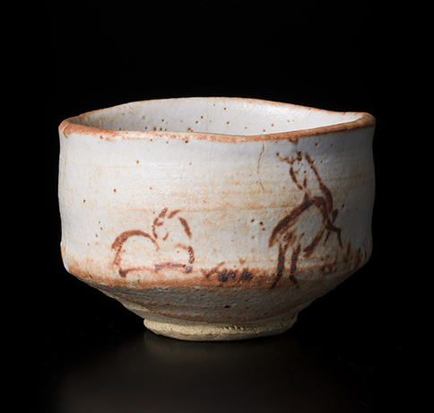 「No.147　志野　（馬の絵）　／　Chawan, Shino, Horse design」の写真　その1