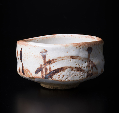 「No.100　志野　（橋の絵）　／　Chawan, Shino, Bridge desgin」の写真　その1