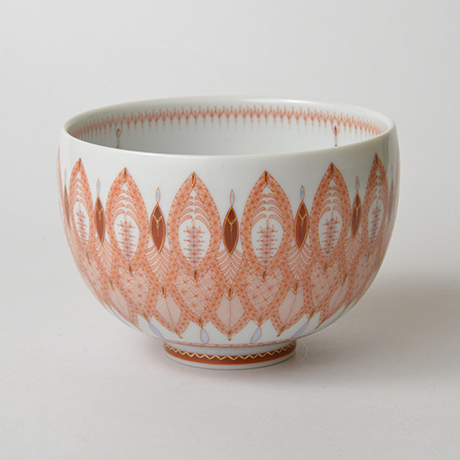 「32. 　見附正康　赤絵細描小紋茶碗　／　MITSUKE Masayasu　Chawan, Akae, Fine line pattern」の写真　その2