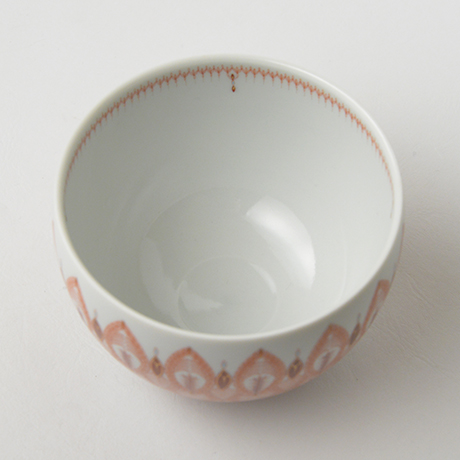 「32. 　見附正康　赤絵細描小紋茶碗　／　MITSUKE Masayasu　Chawan, Akae, Fine line pattern」の写真　その3
