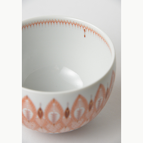 「32. 　見附正康　赤絵細描小紋茶碗　／　MITSUKE Masayasu　Chawan, Akae, Fine line pattern」の写真　その6