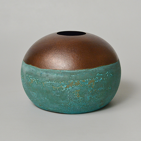 「No. DM6　銅緑青丸 / Artwork, Cut sphere, Verdigris copper」の写真　その1