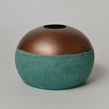 「No. DM6　銅緑青丸 / Artwork, Cut sphere, Verdigris copper」の写真　その2