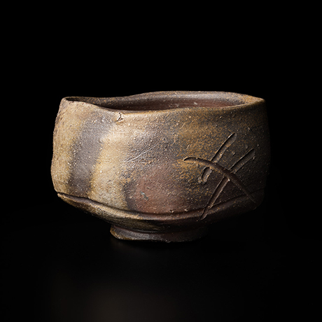 「No.49 備前沓茶盌　銘「訪れ」 / Tea bowl, Elliptical shaped, Bizen, “Otozure”」の写真　その1