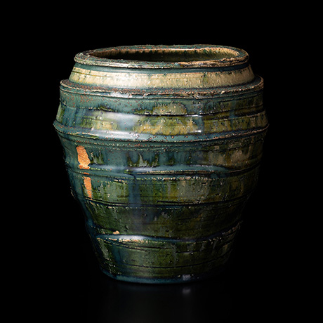 青織部窯変壷