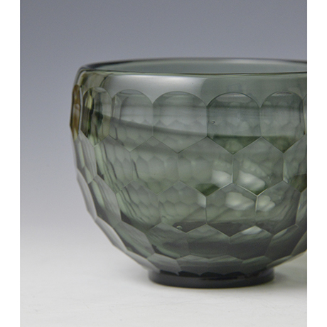 「No.1 藍円形切子茶碗 / Tea bowl, Indigo, Glass, Faceted」の写真　その5