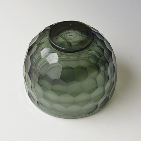 「No.1 藍円形切子茶碗 / Tea bowl, Indigo, Glass, Faceted」の写真　その4