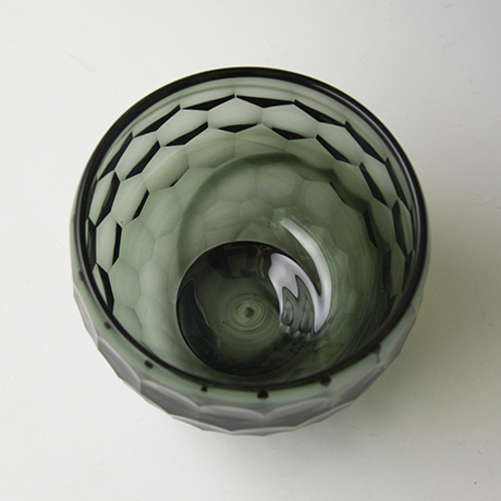 「No.1 藍円形切子茶碗 / Tea bowl, Indigo, Glass, Faceted」の写真　その3